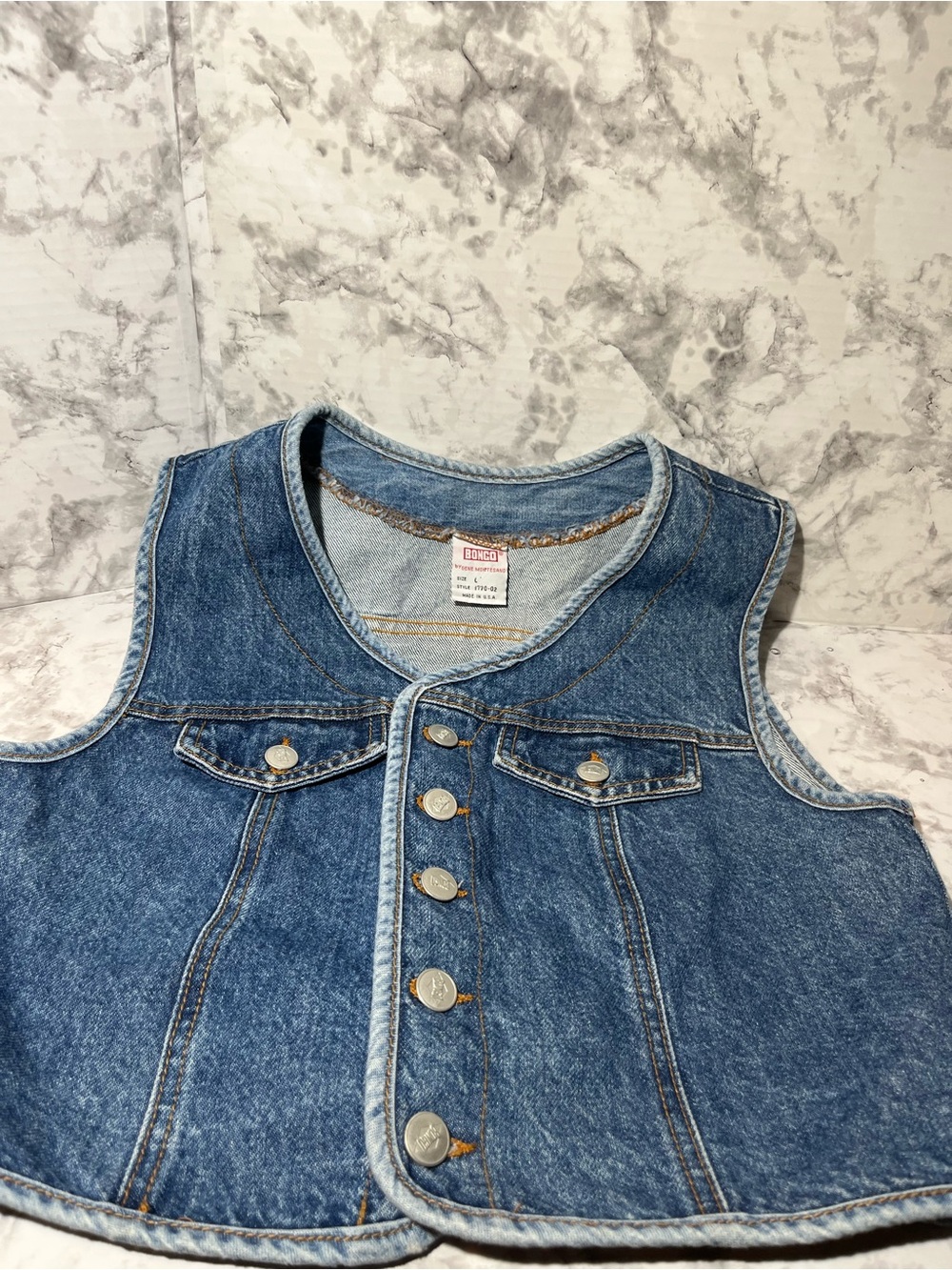 Vintage Classic Bongo Denim Vest with Button Front made in the USA